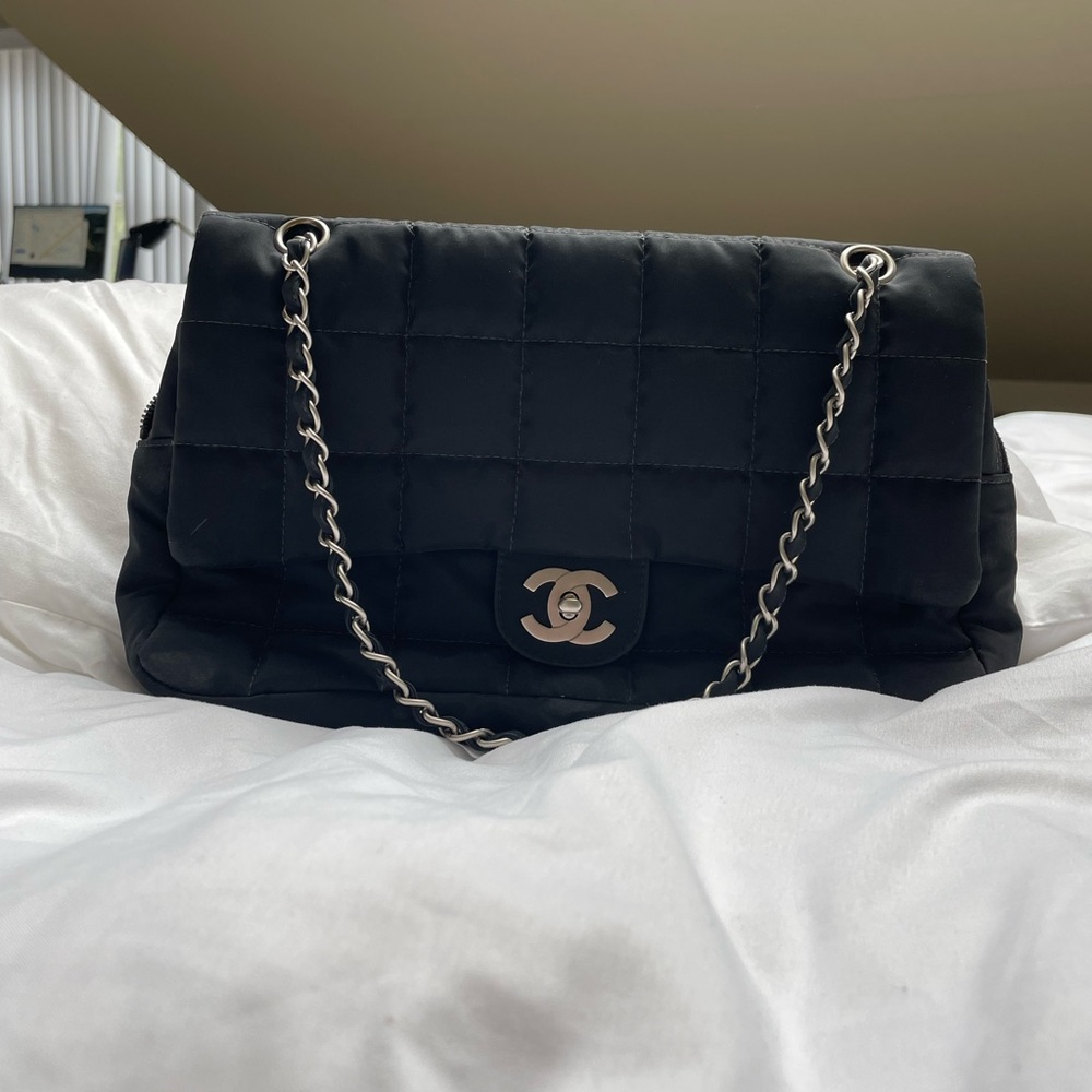 Chanel Vintage Chocolate Camera Flap Bag - Quilted Nylon